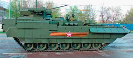 Ходовая часть Т-15 в целом аналогична ходовой части танка Т-14.