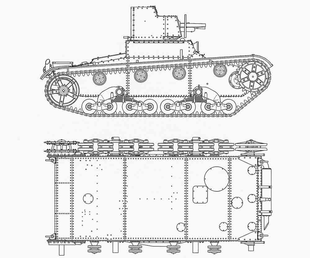 Танк Т-26  профиль и днище