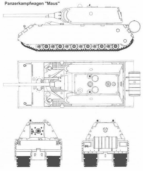 Чертеж тяжелого танка Pz.Kpfw.VIII «Maus» 