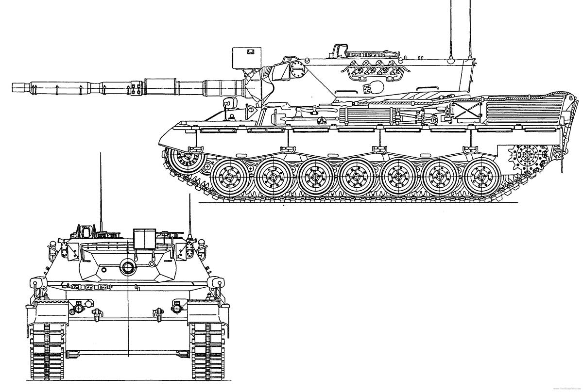 Чертеж основного танка Leopard I A4 (Германия)