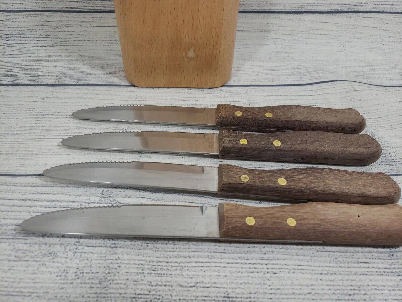 Кухонный нож Tramontina 4 Knife Set W/ Block. Steak Knife Inox Stainless  Brazil. 5'' Blade: купить с доставкой из США, цена 2 446 руб -  (373085639476)